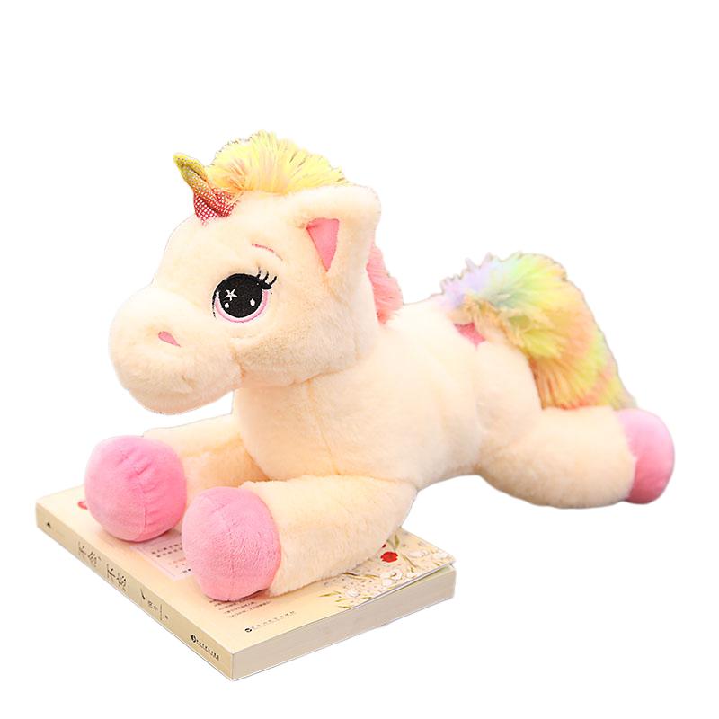 40~80cm Lying Unicorn Plush Toy Stuffed Cream White Fantastic Animal Doll Fluffy Plushie Companion Appeasing Gift