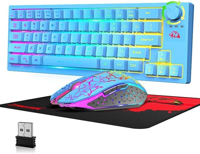 Gaming Tastatur und Maus RGB 4000mAh Sehr leise Kompatibel mit Japanischer Bedienungsanleitung im Set enthalten, Tenkeyless, Kabellos, 60% Kabellos, Dünn,