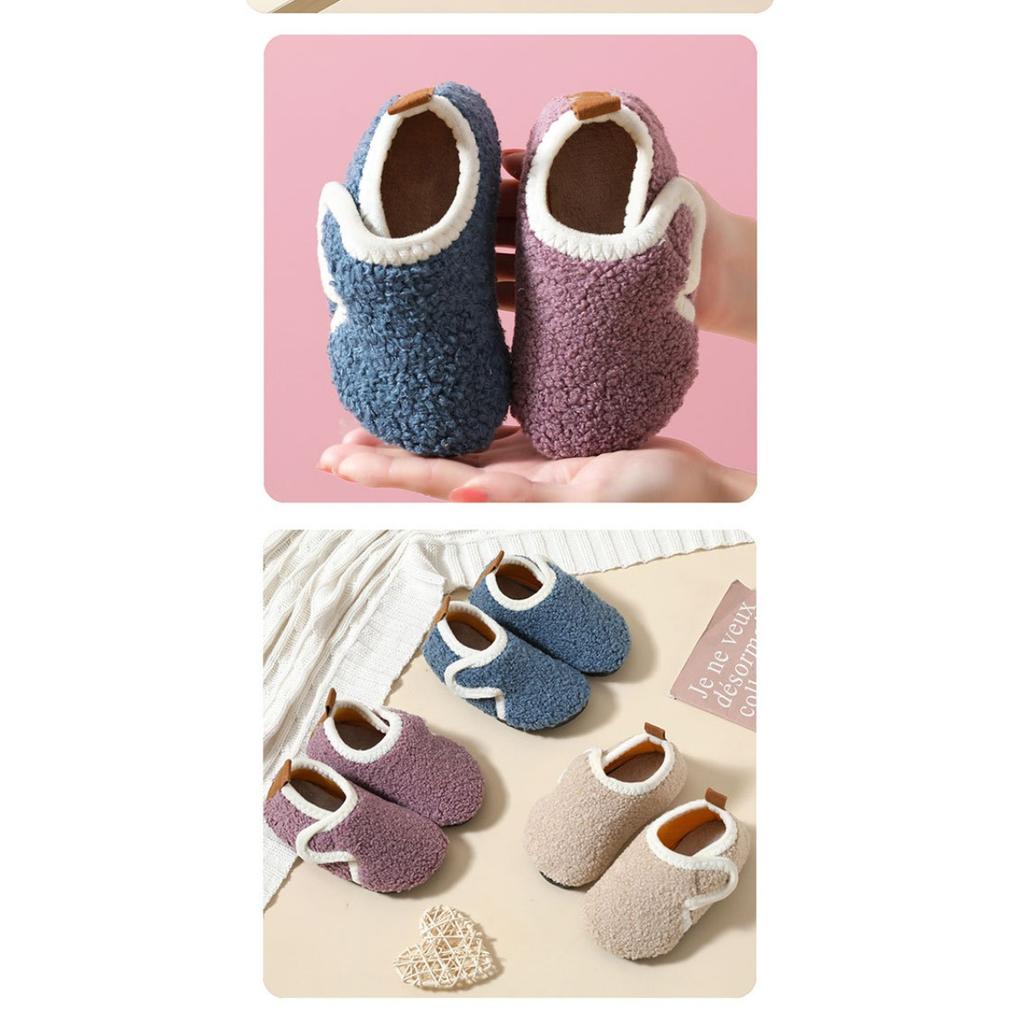 Autumn and Winter Children's Indoor Velvet Floor Socks Shoes Anti Slip Sole Early Education Walking Baby Shoes Home Cotton Shoes Home Cold Proof