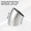 2pcs OD 1.25" 45 Degree 0.039" Thickness Stainless Steel Exhaust Elbow Pipe