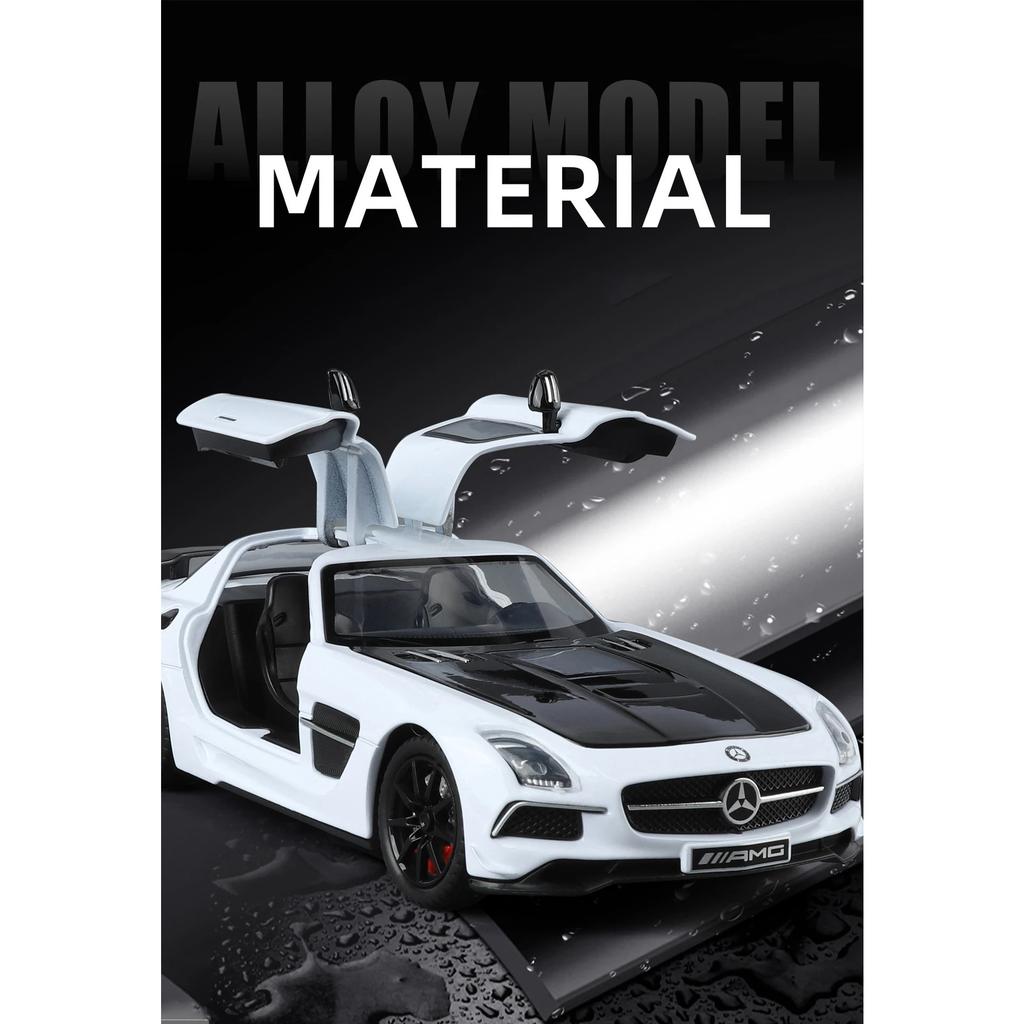 1/24 Benz SLS AMG Transparent Engine Hood Alloy Car Diecasts & Toy Vehicles Car Model Miniature Scale Model Car for Children
