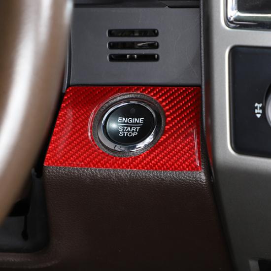 Under Center Console Dashboard Trim Strips for Ford F150 2015+ Red Carbon Fiber