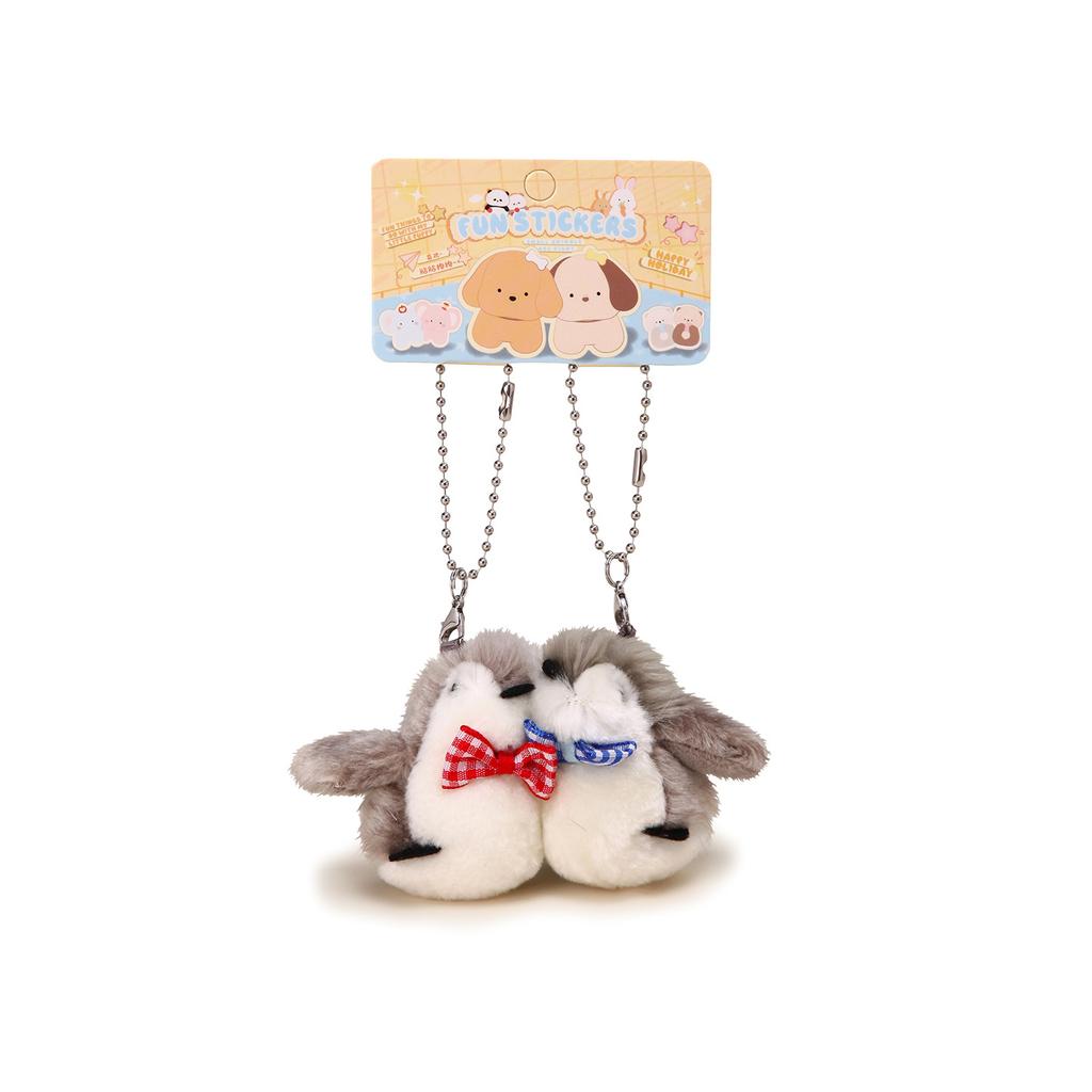 Cute Hugging Animal Plush Keychain Set, 8 Styles Coupled Animal Bag Charms,Hugging Panda/Bear Keyrings, Fluffy Plush Animal Pair Pendant Collection
