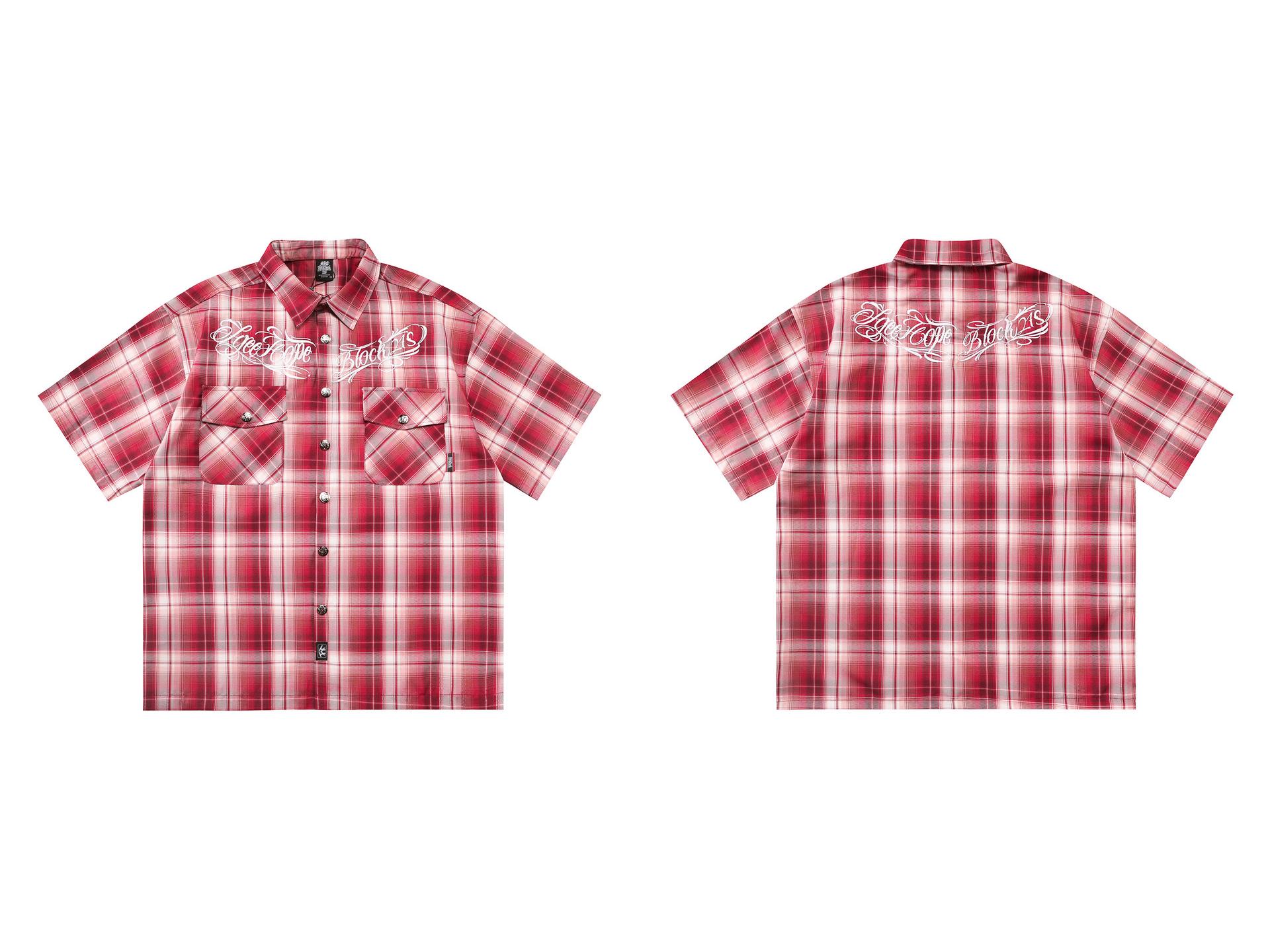 

Сорочка робоча картата вишита в стилі чикано-гангстерів Західного узбережжя XL