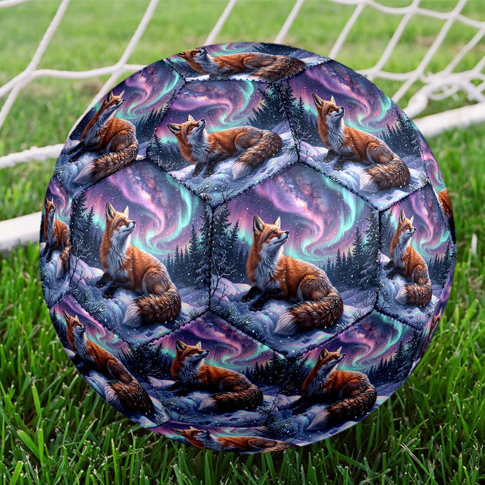 1pc Winter Fox Aurora Theme Soccer Ball Football, Size 5, Lightweight PVC, Outdoor Training Soccer Ball,Sports Gift T61463