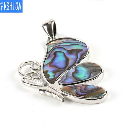 Abalone-Muschel, ausgebreitete Flügel, Schmetterling, Insekt, natürliche Muschel, Metall-Anhänger, Muschel-Halskette