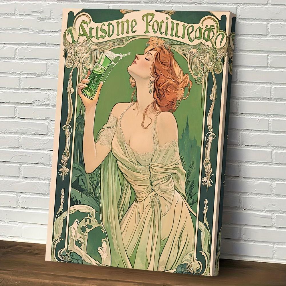 Vintage Art Nouveau Woman Tin Sign Retro Metal Panel Home Bar Cafe Decor
