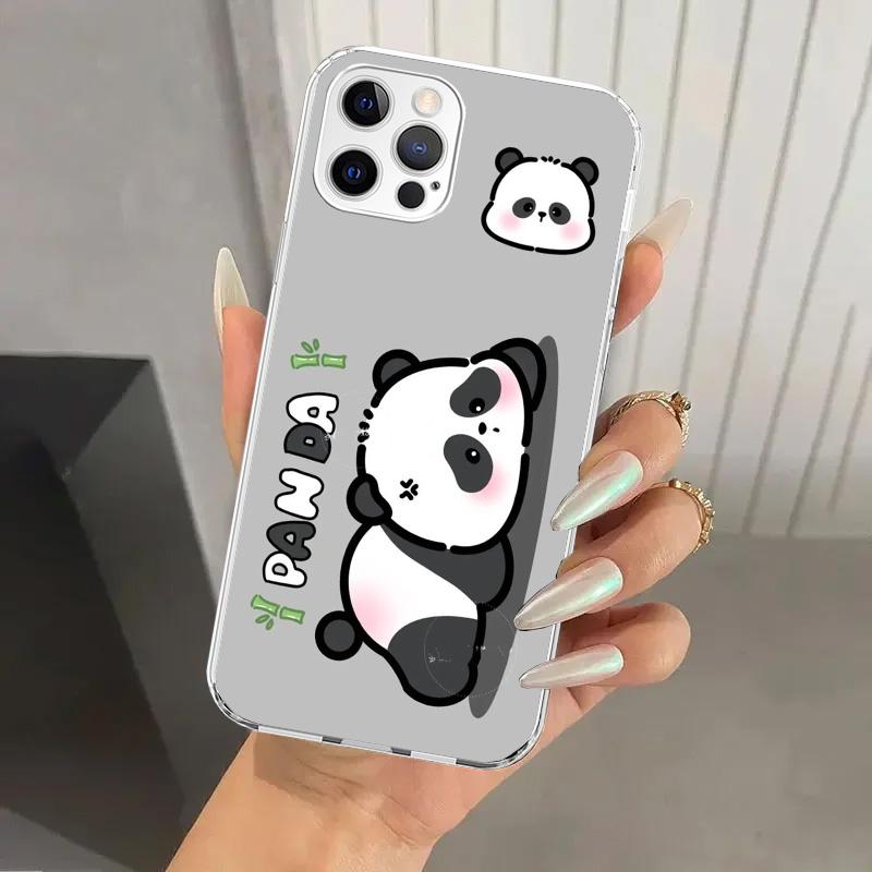 Cartoon Cute Panda Bear Phone Case for Iphone 17 Air 16 15 Plus 14 13 Mini 12 11 Pro Max 16E 7 8 SE 2020 Soft Funda Print Shell