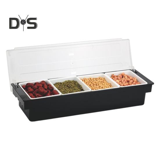 Kořenící krabička Ovocná zelenina Košík na koření s dávkovačem víka Plastový zásobník na zmrzlinu a salátový barový organizér pro restaurační potřeby