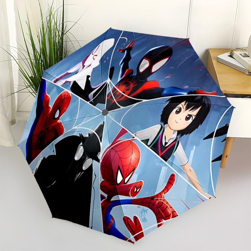 1pc Spider-Man: Into the Spider-Verse Characters Automatic Folding Umbrella - Compact 8-Rib Design, Durable Plastic & Iron, Daily Use F104020