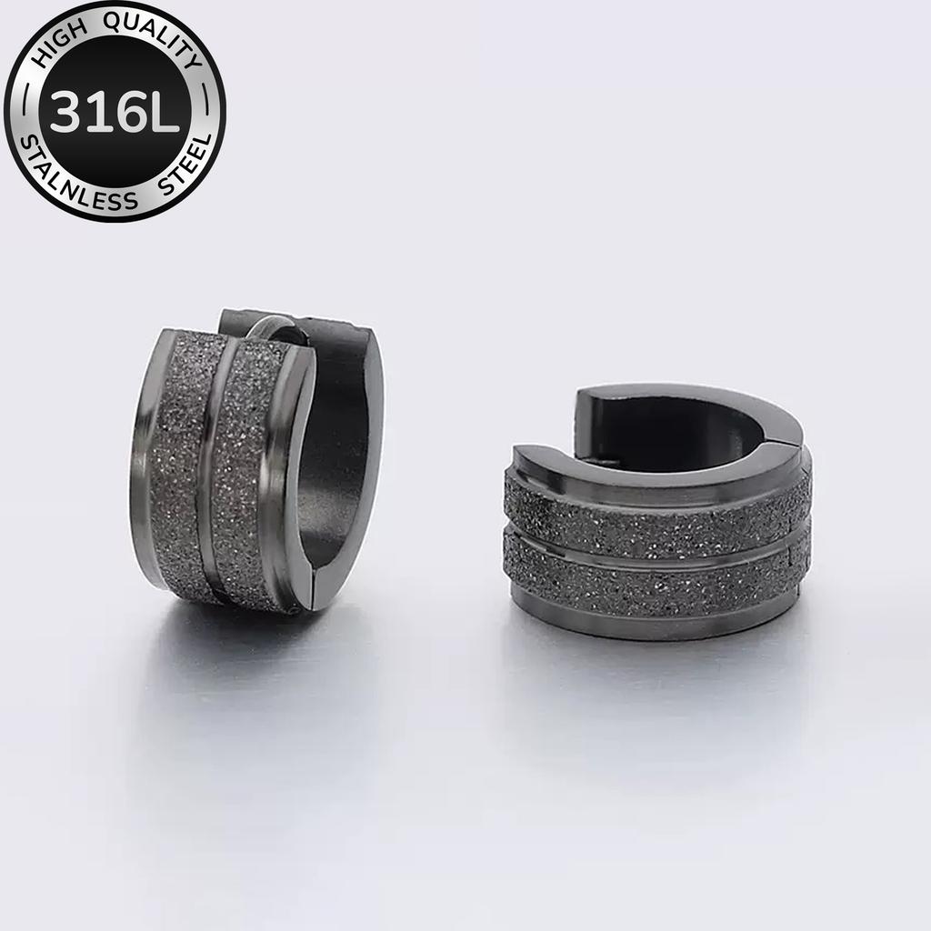 1 Pair of 316L Minimalist Hip-hop Style High-quality 316L Stainless Steel Golden Earrings, Double-layer Matte Finish, Unisex Versatile Earrings