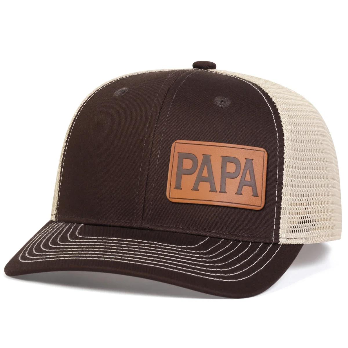 

Unisex Brown Papa Leather Label Baseball Net Caps Spring Summer Outdoor Adjustable Casual Hats Dad Hat Sunscreen Hat
