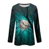 Women's Long Sleeve Pullover Sweatshirt Halloween Print Round Neck Casual Top Lightweight Comfortable Fit