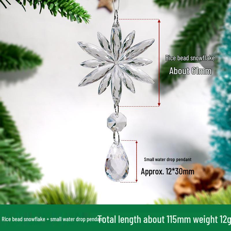 Acrylic Snowflake & Water Drop Beaded Ornaments - Christmas Tree Decoration in 12 Colors