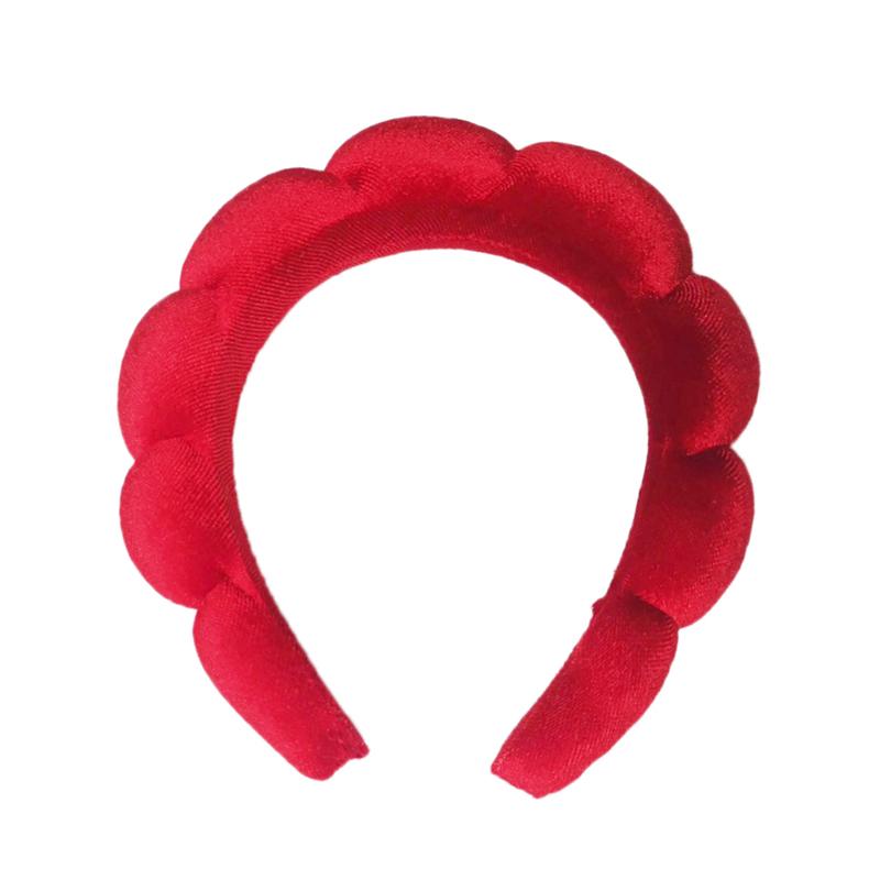 Solid Color Cloud Sponge Headband Washing Scrunchies Puffy Headband Washing Face Makeup Shower Skincare Hair Band
