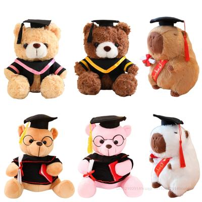 Nova temporada de formatura animal pelúcia boneca usar casaco de solteiro certificado de formatura urso capivara brinquedo de pelúcia para estudantes presente