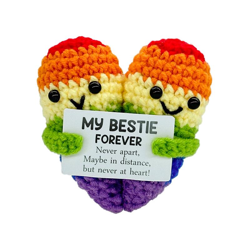 Positive Crochet Animal Kawaii Emotional Support Doll Mini Handwoven Animal Bookshelf Desk Decor Gift