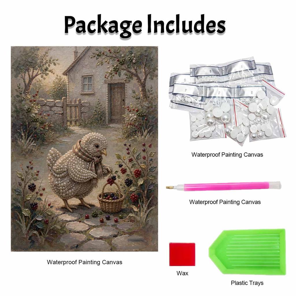 DIY 3D Pearl Diamond Painting Art Set Cute Bird Harvesting Berries Home Decor Art Set Wall Art