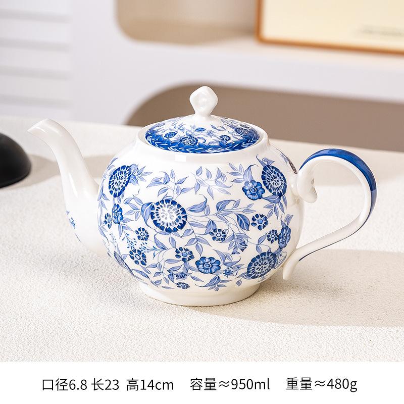 

Retro Blue And White Set Blue And White Porcelain Tea Set Chinese Cover Bowl Teapot Household Ceramic Tea Set Gift Box Gift 480ml