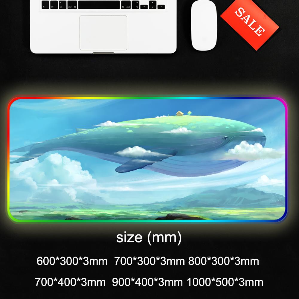 Flying Whale Mouse Pad RGB Gaming Mousepad Big LED Pad PC Desk Mat Luminous Mouse Pad Large Keyboard Mats Table Rug With Backlit