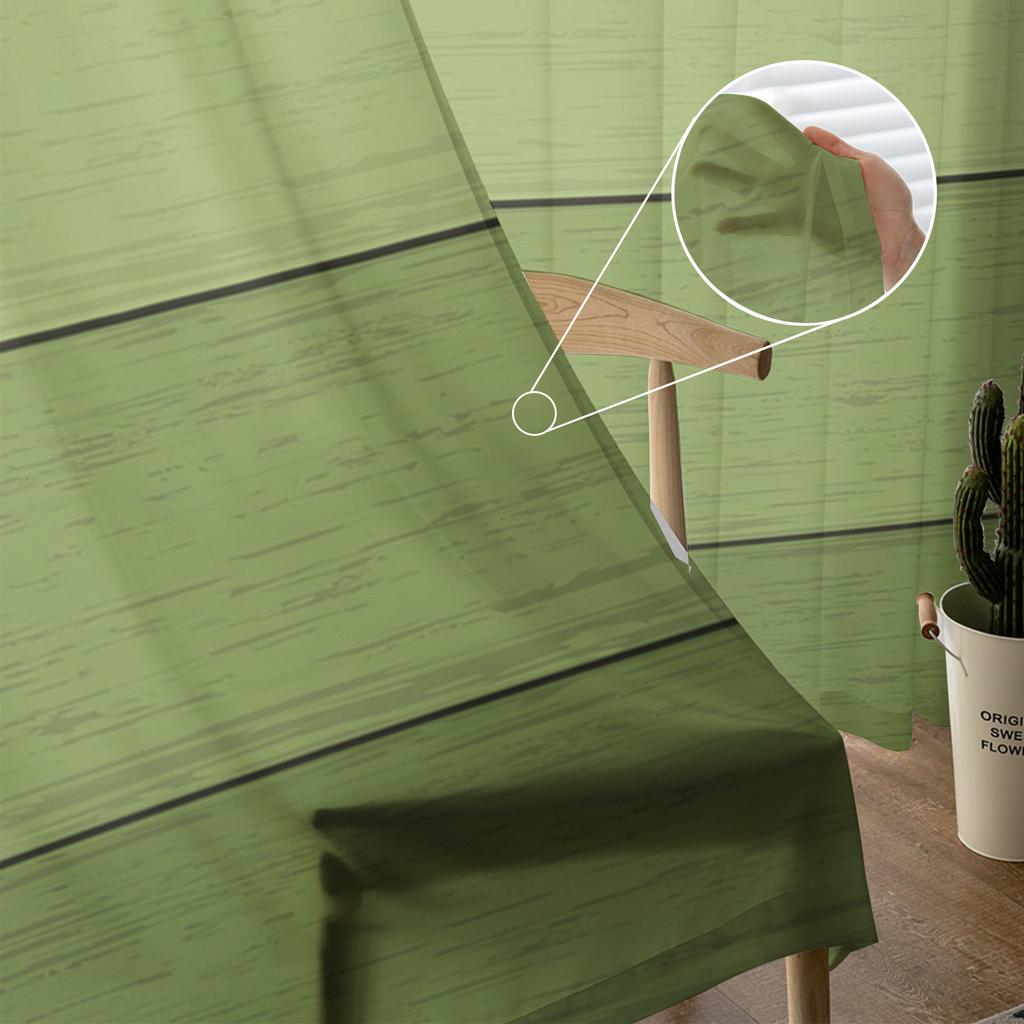 Wood Grain Green Gradient Sheer Curtains for Living Room Decoration Window Curtains for Kitchen Tulle Voile Organza Curtains