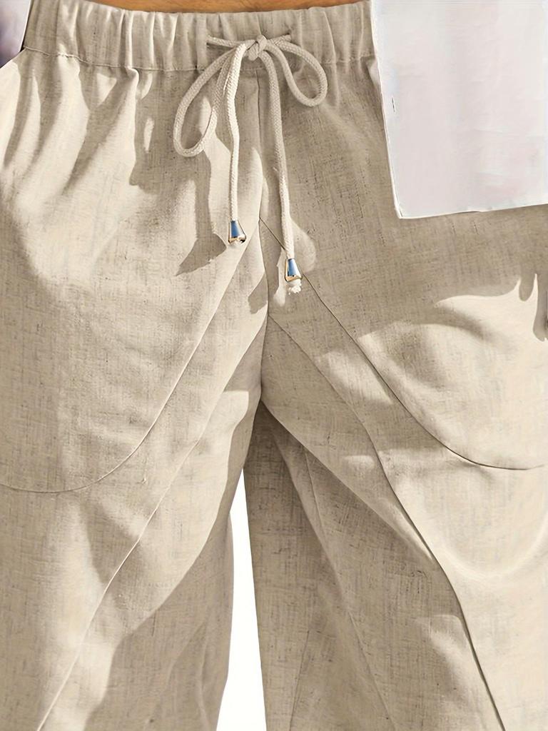 European and American Men's Cotton-Linen Multi-Pocket Beach Shorts (2024 Edition)