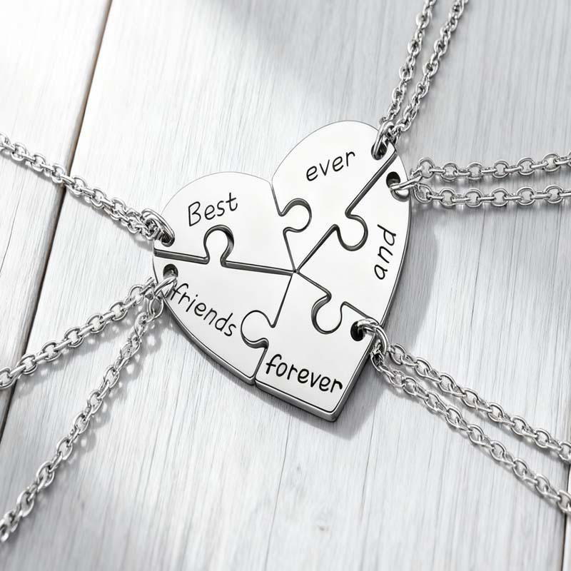 Sun Moon Stars Patchwork BFF Heart Necklace for Best Friends Forever