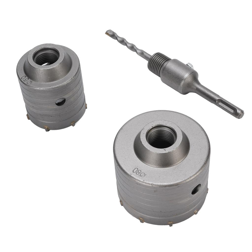 2PCS Hole Saws 1PC Connecting Rod Aluminum Case 60mm 80mm Electric Hammer Drill Opener for Concrete