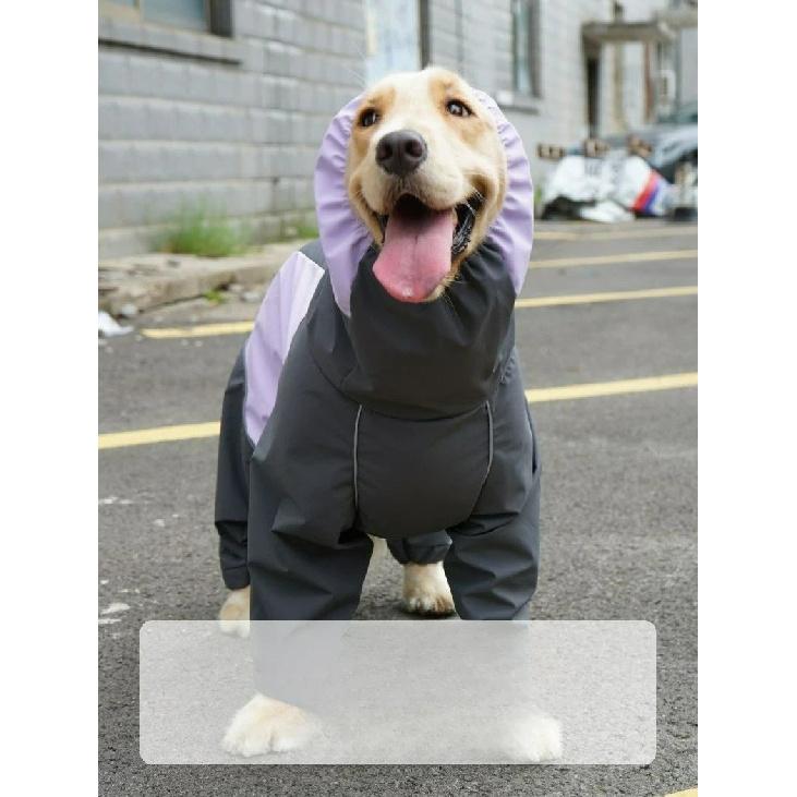 Dog Raincoat Full-Body Four-Legged Hooded Waterproof Rainwear for Golden Retrievers Labradors and Medium Large Dogs