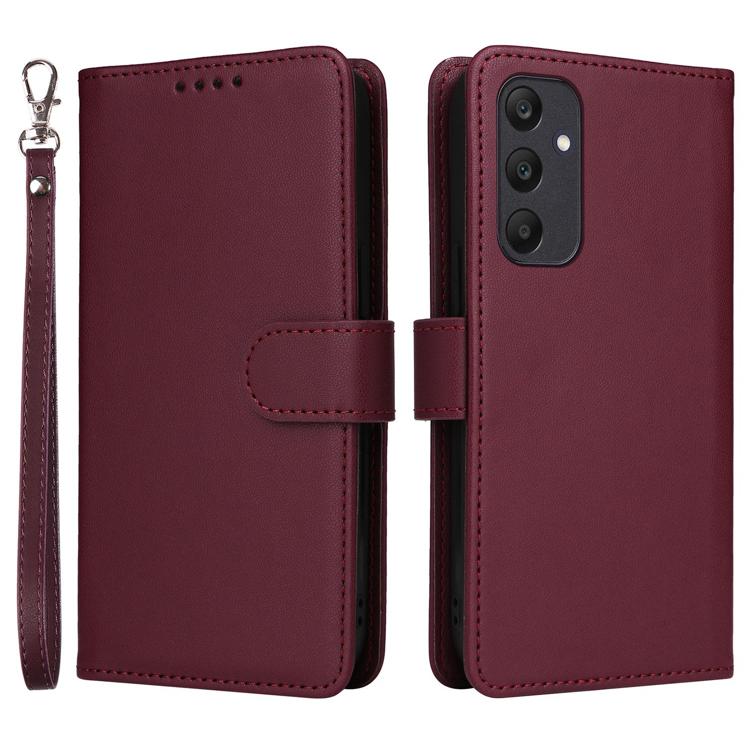 

For Samsung Galaxy A25 5G (Global) (161mm) Magnetic Case BETOPNICE Detachable PU Leather Phone Cover with Strap Wine Red
