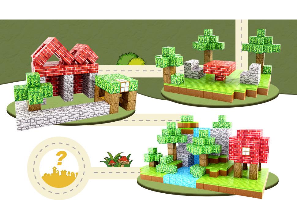 Minecraft Magnetic Cube Building Blocks - Children's Primitive Forest Construction Toy