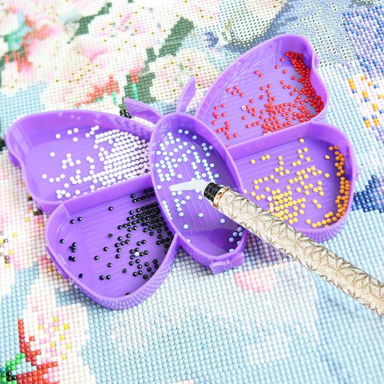 1 Set Diamond Painting Tray Multi-compartment Design Large Capacity Butterfly Shape Tray DIY Art Craft Supplies