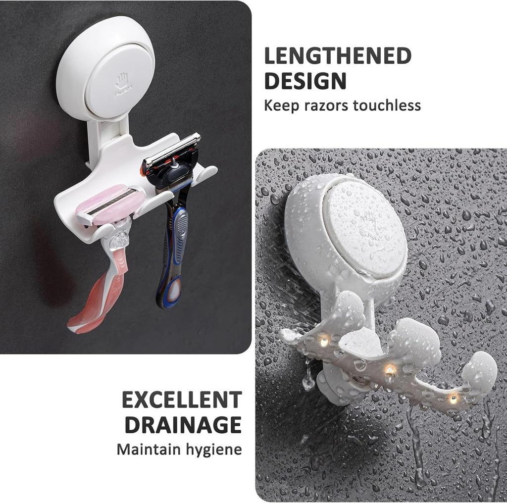 Shower Razor Hooks for Bathroom Kitchen Shower Hooks Suction Cup Hook Powerful Vacuum Suction Hooks Removable and Reusable