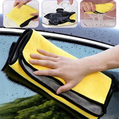 Serviette Microfibre pour Voiture Double Face Velours Corail Chiffon de Nettoyage Séchage Rapide Serviette de Lavage Auto Super Absorbant Produits de Nettoyage