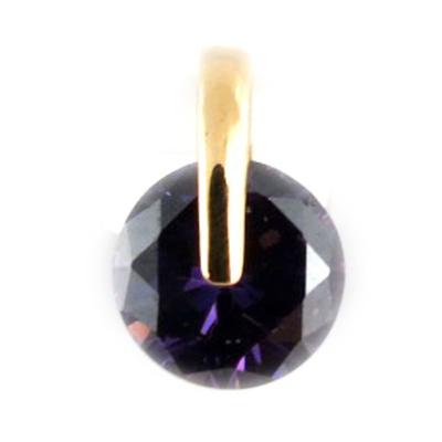 [K9529] - Gold Plated 'Crystal' Golden Amethyst Pendant - 8 Mm