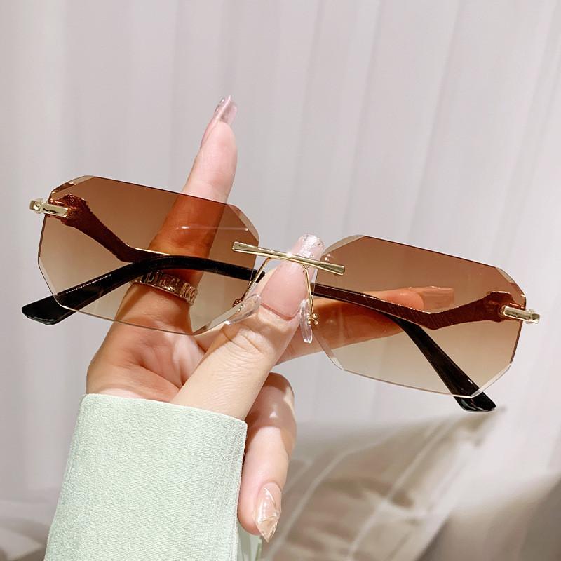 Leopard Style Frameless Sunglasses With Uv400 Protection For Stylish Outings And Driving