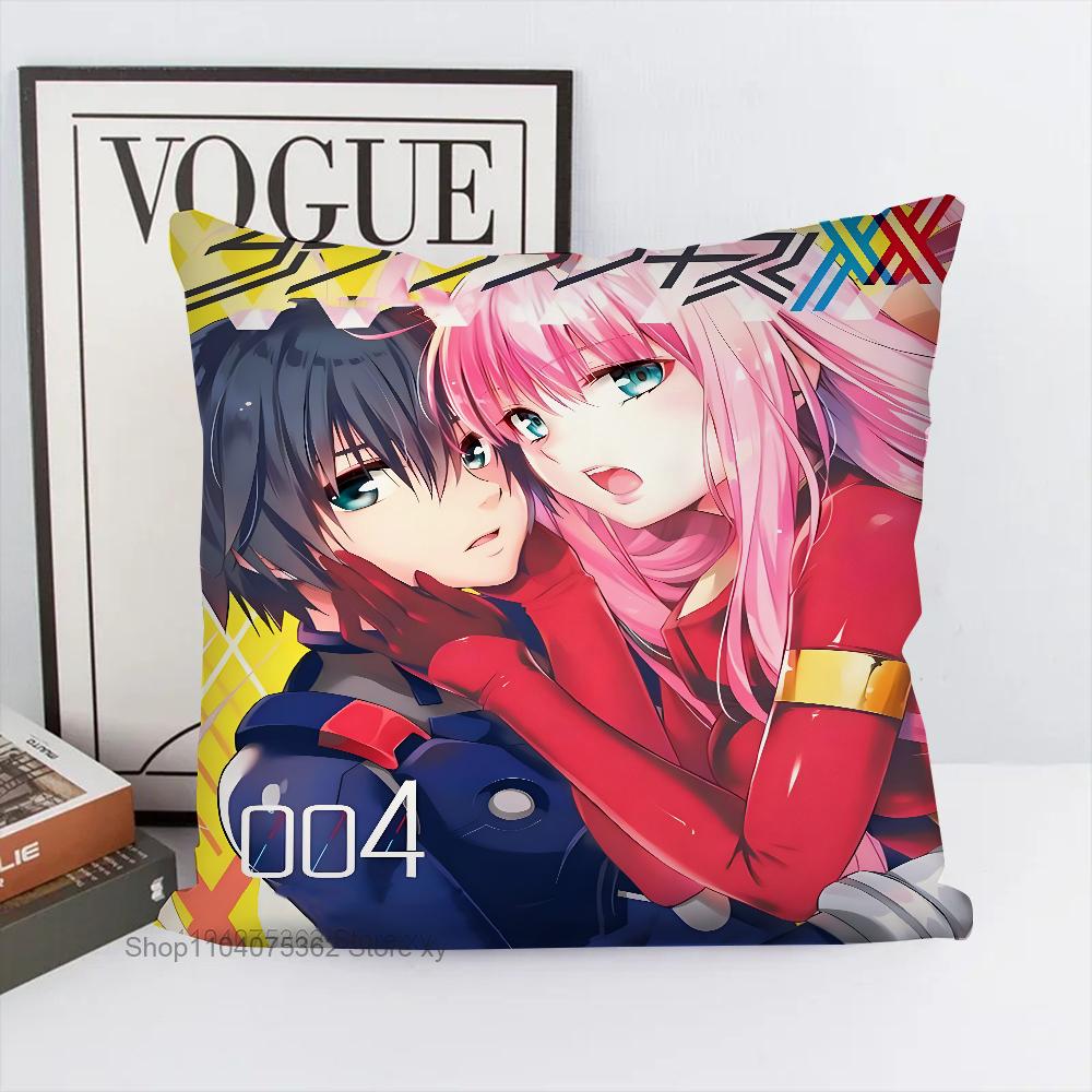 Anime Darling In The Franxx Pillow Case Square Pillow Bedroom Sofa Leisure Comfort Cushion Car Living Room Home Decoration