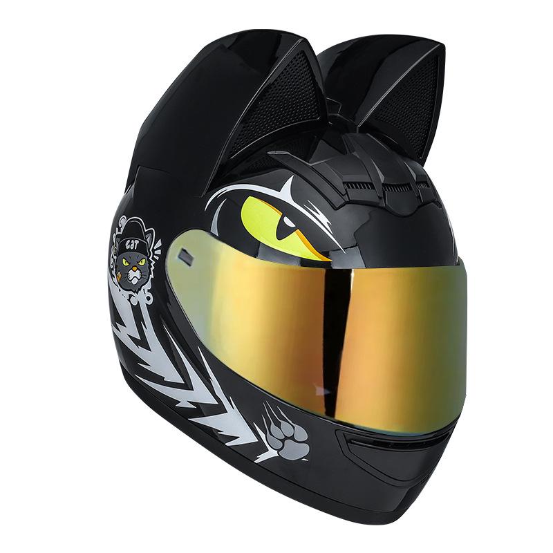 Women's Full Face Cat Ear Motorcycle Helmet - Universal for All Seasons