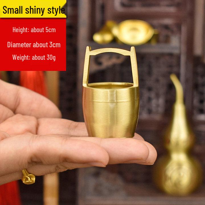 Pure Brass Gold Ornament: Small Copper Jar & Treasure Basin for Living Room or Office Decoration