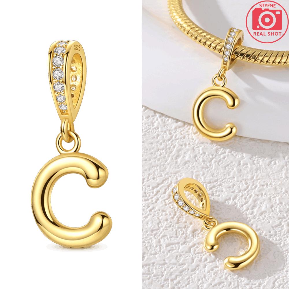 Original Necklace Copper White Zircon Pendant English Letters Women'S Beads Fit Bracelet Anniversary Gift Accessory Diy