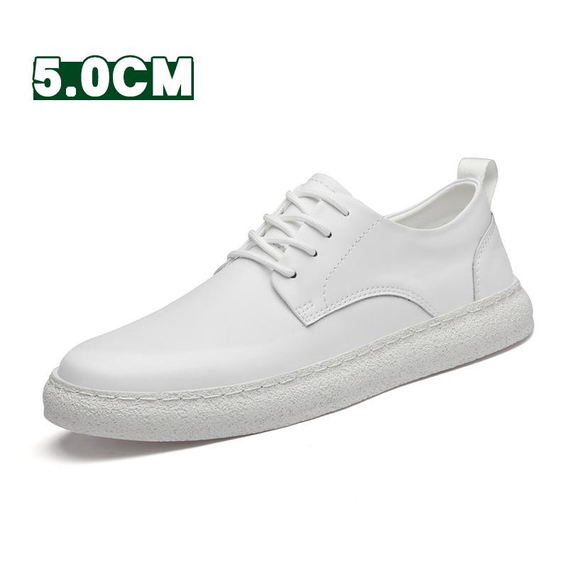 Men s Invisible Height-Boosting Casual Loafers - Versatile Genuine Leather Round Toe Low-Cut Shoes with Rubber Sole 41