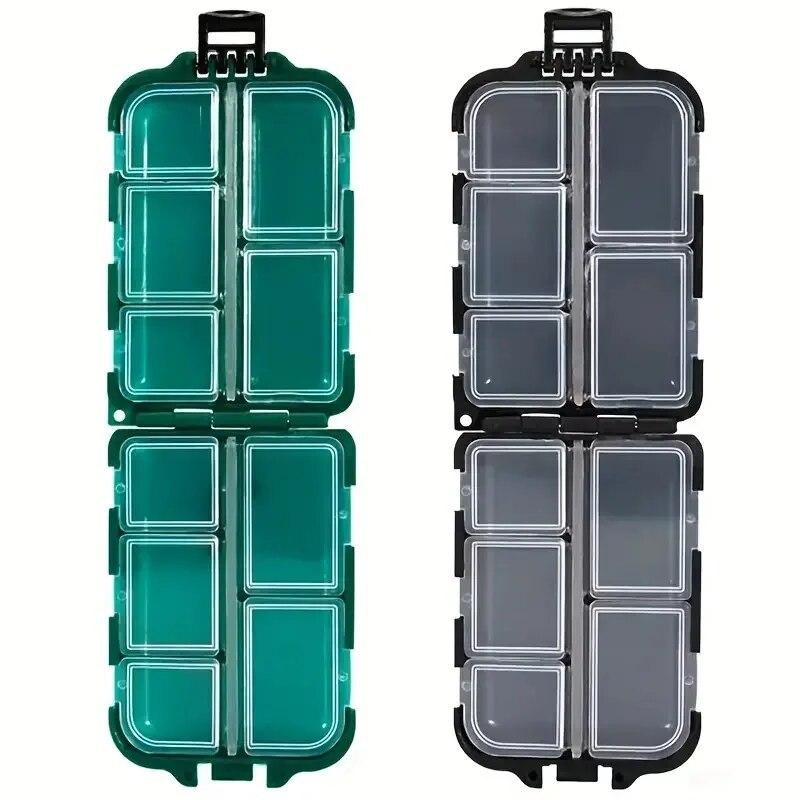 Fishing Tackle Box 10 Compartment Lure Hook Storage Case Double Sided Fishing Tool Organizer Multifunctional Bait Container