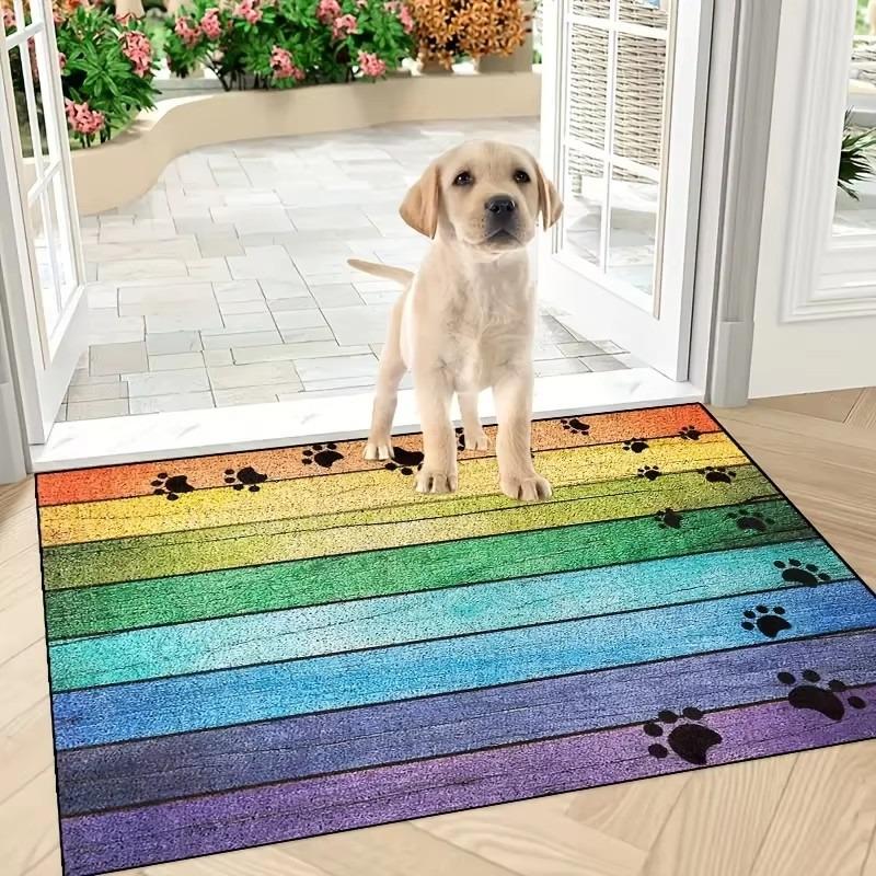 Cat Dog Paw Print Doormat Kitchen Rug Absorbent Floor Mat for Household Decor Welcome Entrance Door Mats Washable Home Carpets