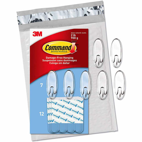 

3M Command Wall Hanging Adhesive Hook M Size Clear 7 Pieces CL091-7NA
