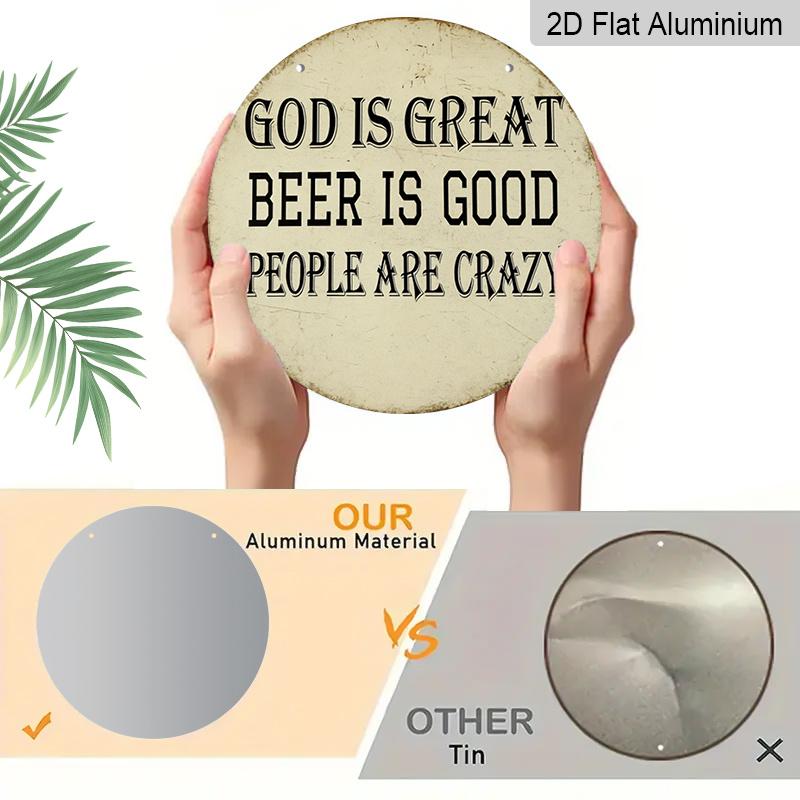 2D Flach 1 Stück, 8x8 Zoll, Glaube Bier Verrücktes Thema Aluminium Metallschild - Bier-Thema Wanddekor mit Braukunst für Zuhause, Bar, Büro - Langlebig Bier & Hopfen