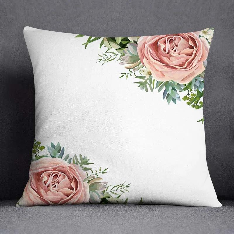 Juste De Coussin Carrée À Motif Papillon, Taie D'oreiller, Série Rose, Décoration De Bureau À Domicile