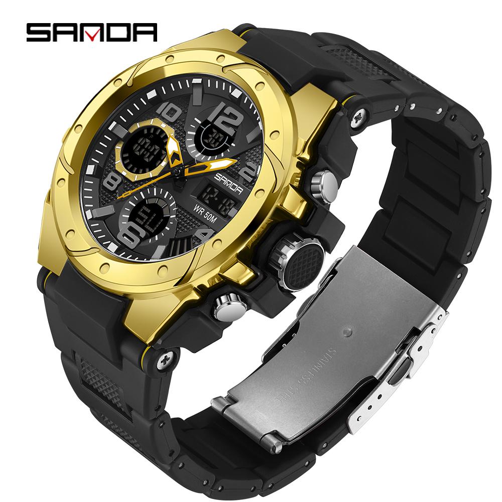 Sanda New Watch Fashion Trendy Electronic Watch Multi -functional Creative Personality, Outdoor Night Light Waterproof Watch
