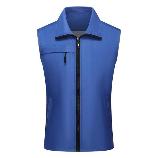 

Мужской жилет повседневный без рукавов с отворотом на молнии однотонный дышащий волонтерский общественный труд 3XL королевский синий