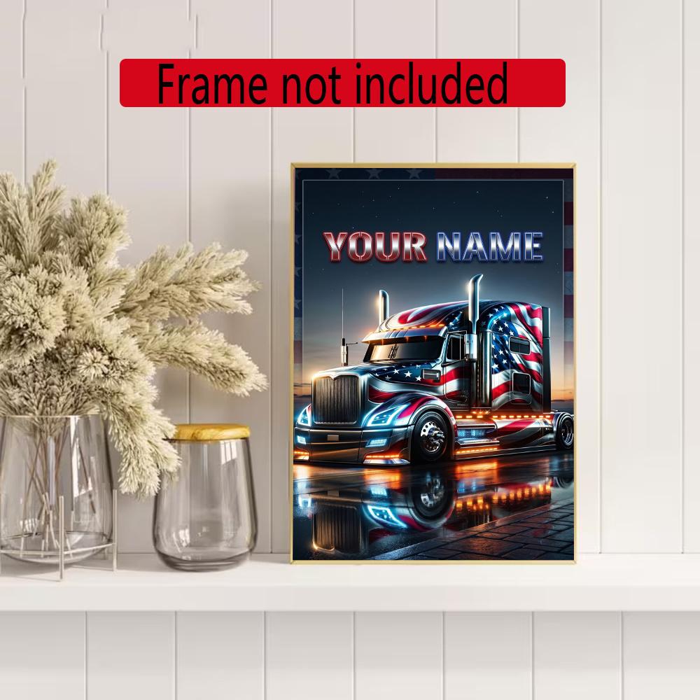 Kw Heavy Trucks Customize Your Name Diamond Painting Round Diamond Diy Frameless Holiday Artwork Suitable For Home Office Wall Decoration