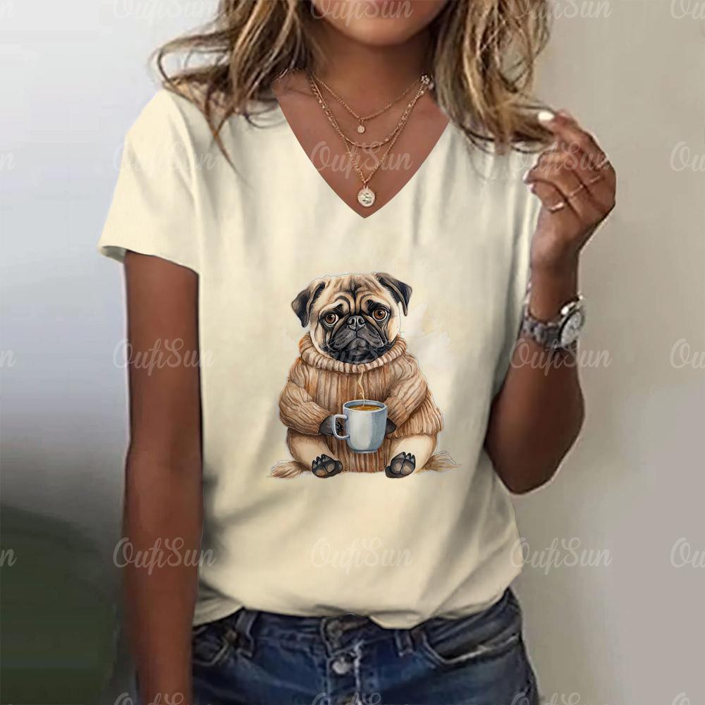 

Женская футболка повседневная одежда 3D принт летняя смешная модная блузка V-образный вырез базис короткий рукав футболки 5XL